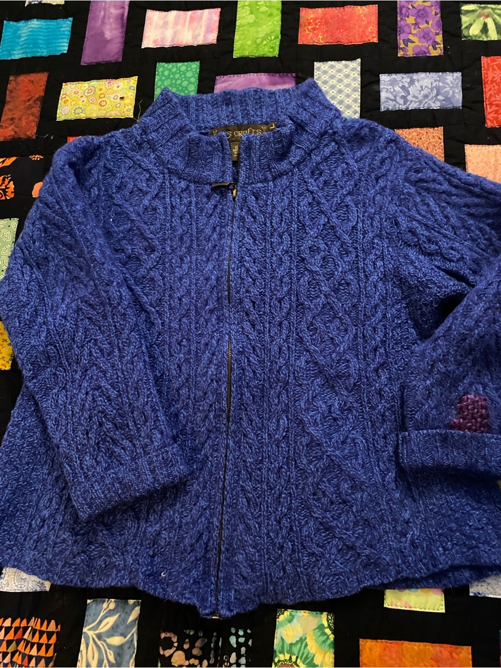Vintage Inis Crafts Merino Wool Cable Knit Cardigan